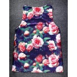 Black Vintage Pink Flowers Roses Net Sleeveless Mens T-shirt Vest Sports Tank Top